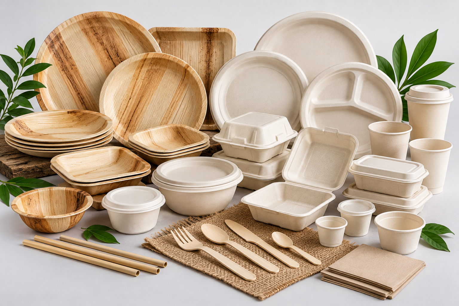 Biodegradable plates, bowls and food containers